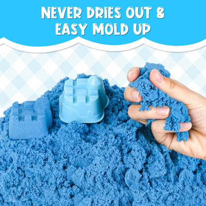 Magic Sand for Kids – 5.5 Lbs Bulk Magic Moving Sand Play Set with 5 Colors & 8 Castle Molds – Non-Toxic, Non-Sticky Squeezable Play Sand Refill for Sensory Bin, Arts Crafts, Boys Girls Birthday Gifts