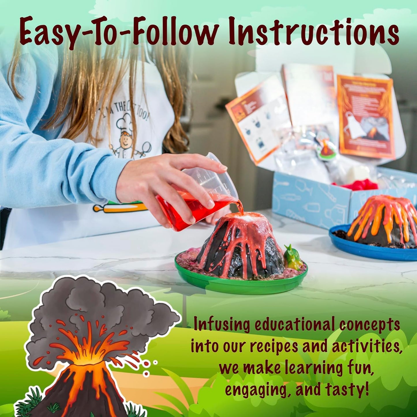 I'm The Chef Too! Baking Kit, Erupting Volcano Adventure Cooking Kit, Enjoy, Educational STEM Recipes and Learning to Bake (Cake Maker)