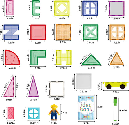 PicassoTiles 101 PCs Magnetic Tiles Building Block with Storage Case Included Bold Colors Travel Carry Case Construction Set for Boys & Girls Great Gift Preschool Kindergarten Montessori Playing Toys