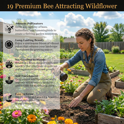 Mini Wildflower Seed Shaker - Save The Bees Seed Mix, by GevaGrow | 80,000+ Seeds | Pollinator & Bee Attracting Flower Seeds Bulk for Planting in Pots & Outdoor Gardens | 2 Ounce