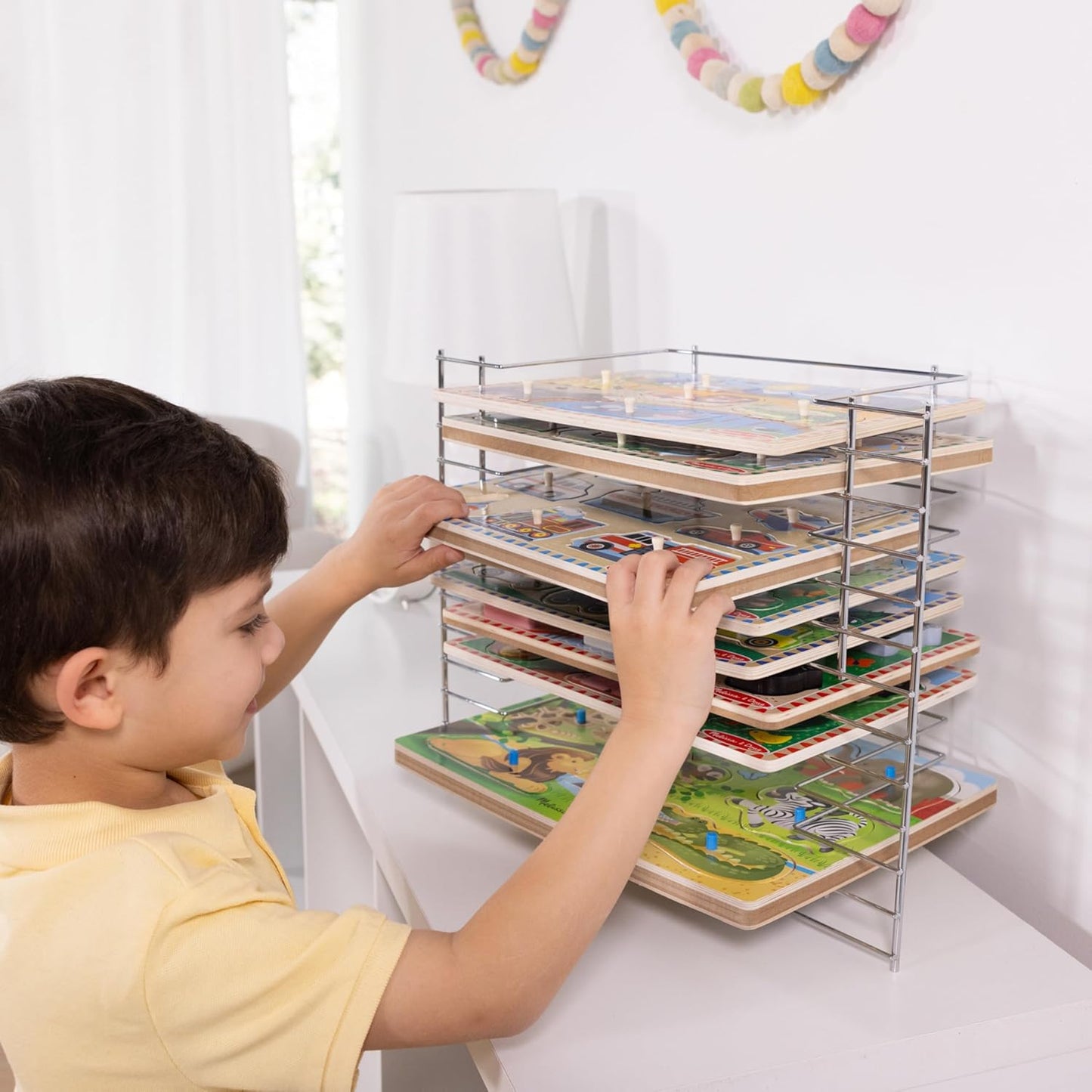 Melissa & Doug Puzzle Storage Rack - Wire Rack Holds 12 Puzzles