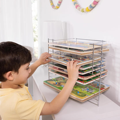 Melissa & Doug Puzzle Storage Rack - Wire Rack Holds 12 Puzzles