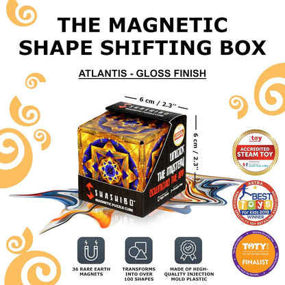 Shashibo Octa Shape Shifting Box - STEM Fidget Toy with Ultra Strong Magnets, Perfect Sensory Gift for Kids, Teens, and Adults – Pairs w/All Shashibo Cubes (Infinity)