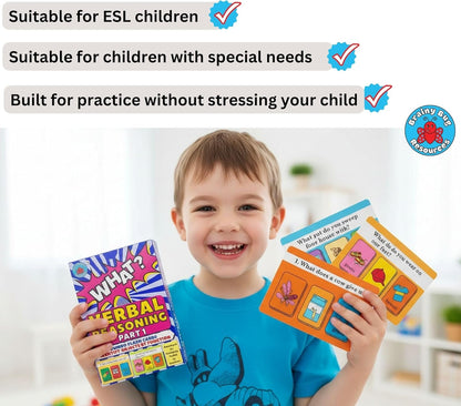 Verbal Reasoning Language Flash Cards for Kids | Q&A Learning Deck for ESL, Home Schooling & Special Needs | Parent and Professional Use