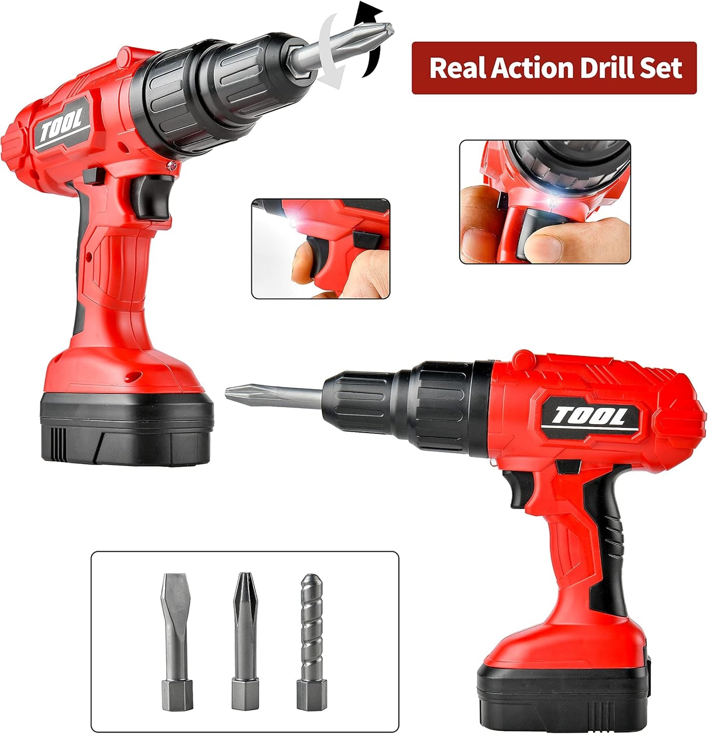 Toy Choi's 82pcs Kids Tool Bench Toy for Age 2-4 - Construction Kid Tool Set Toddler Workbench with Realistic Tools Electric Drill, Build a Tool Bench for Kids Ages 3-5 4-7