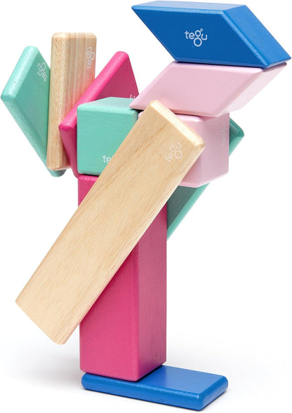 14 Piece Tegu Magnetic Wooden Block Set, Blues