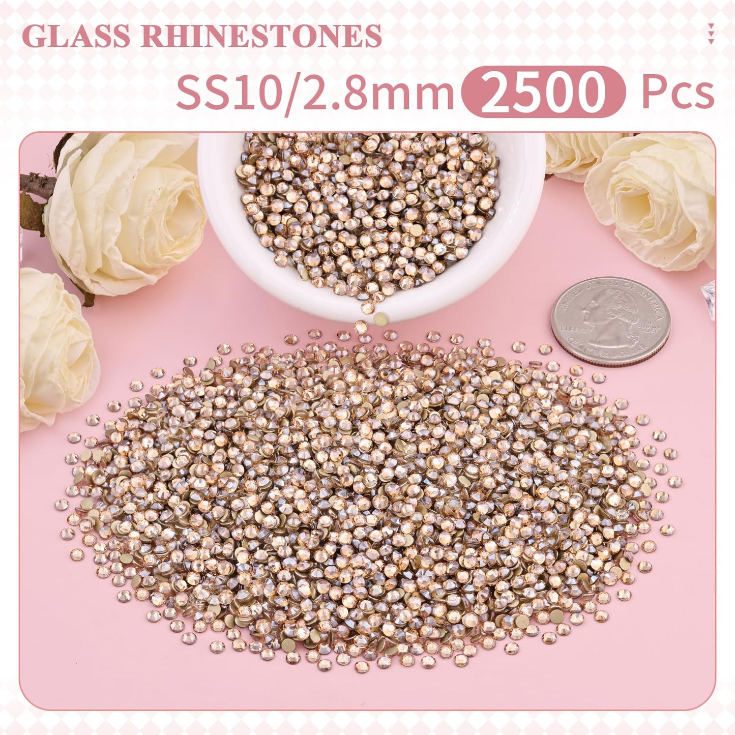 5000PCS SS6/2mm Glass Crystal Rhinestones (Clear), Bedazzling Flatback Rhinestones for Crafting DIY Crafts Nail Art Makeup Decoration, Gems Diamond Charms for Tumbler Shoes Clothing Mug