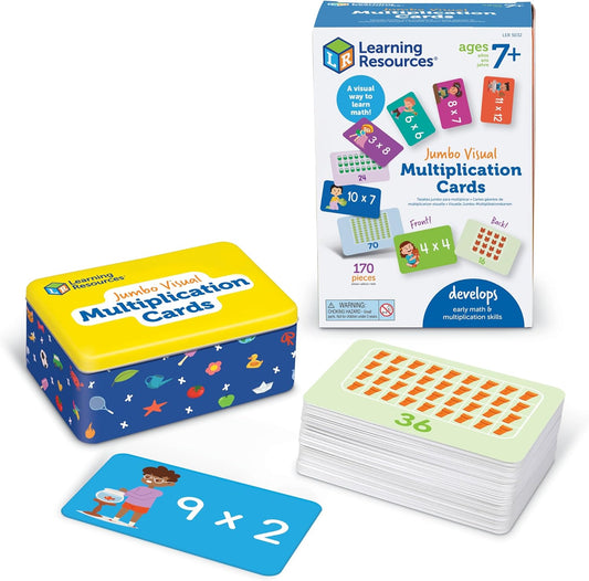 Learning Resources Jumbo Visual Multiplication Cards - Math Manipulatives, Montessori Activity, Back to School, Classroom Must Haves