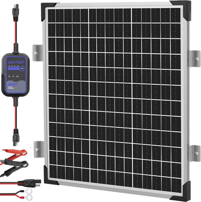 Voltset 12V Solar Battery Charger - 20W Waterproof Solar Panel Kit with Smart MPPT Controller - Trickle Charger Maintainer for Car RV Boat Marine Trailer Automotive Trailer Truck Motorcycle