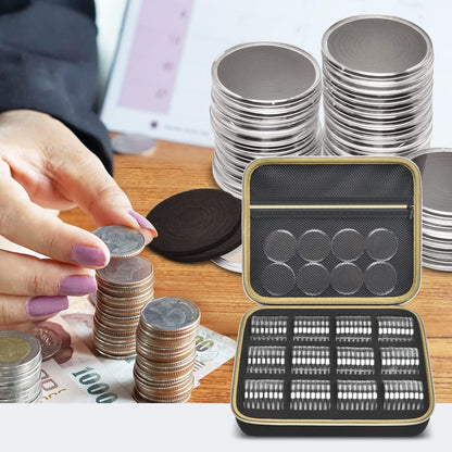 PAIYULE 96 Pieces 46mm Coin Capsules, with Foam Gasket and Plastic Storage Organizer Box, 6 Sizes (20/25/27/30/38/46mm) Coins Collector Case Holder for Coin Collection Supplies(Black)