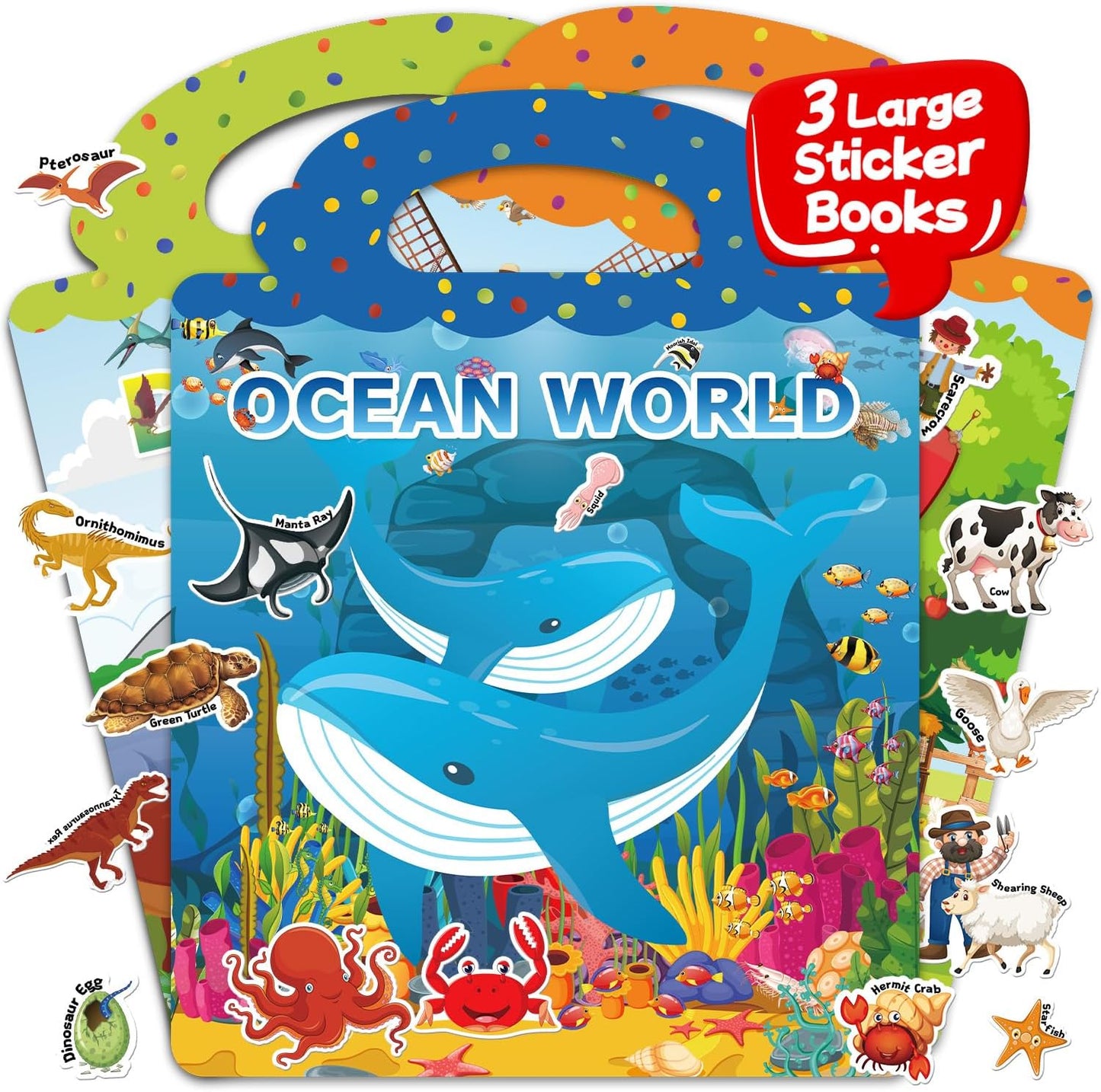 6 Sets Reusable Sticker Book for Toddlers 3-6, Jelly Sticker Books for Toddler, Travel Sticker Activity Toys for Kids 3 4 5 6 Years Old Girls & Boys