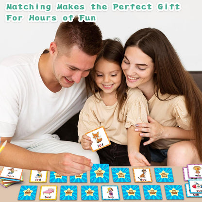 Memory Game, CVC Word Games Kindergarten, Memory Games for Kids Ages 4-8, Matching Games for Toddlers 3-5, Phonics Games Flash Cards 2-4 Years, Memory Card Game Homeschool Learning Educational Toys