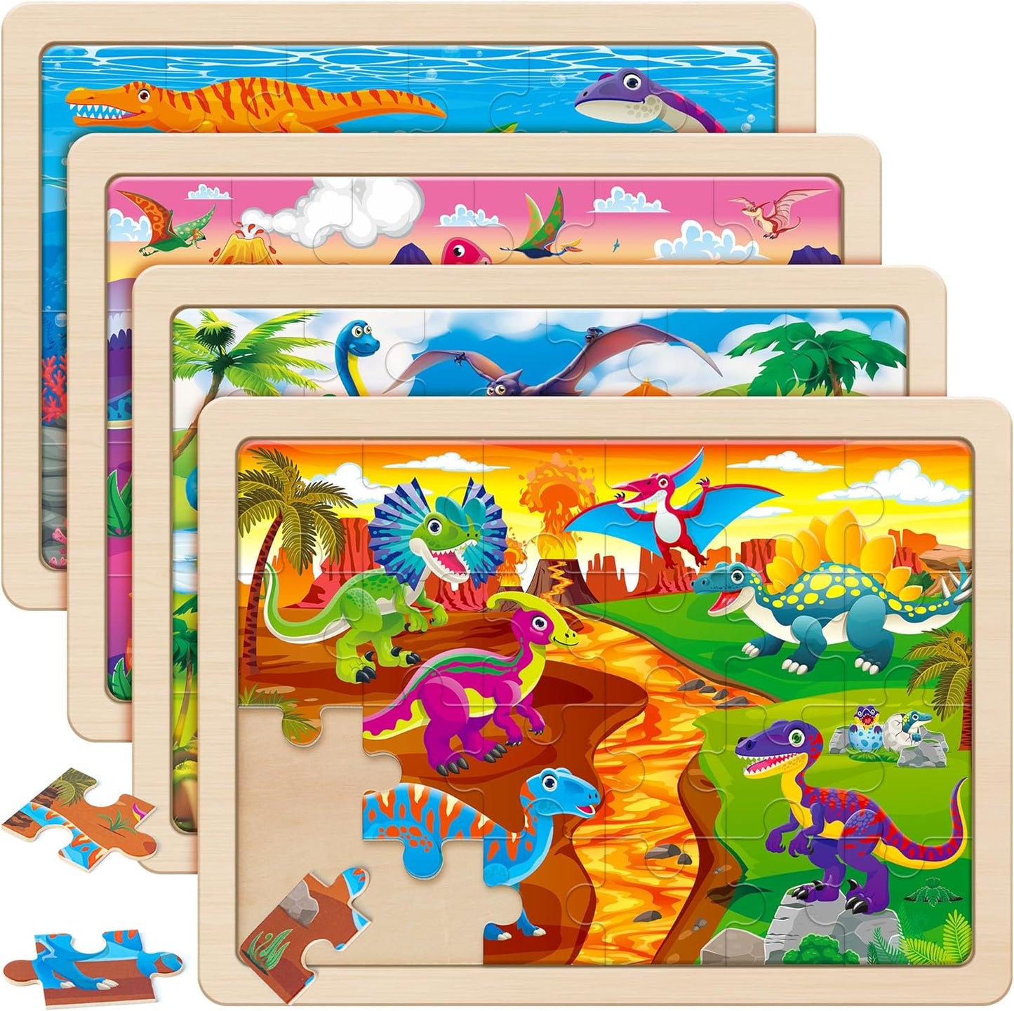 SYNARRY Large US World Earth Solar System Wooden Puzzles for Kids Gift Box(12.2 * 9.4 in), Puzzles for Toddlers 3-5, Wood Puzzles for Kids Ages 4-6, Easter Basket Stuffers Gifts for Kids