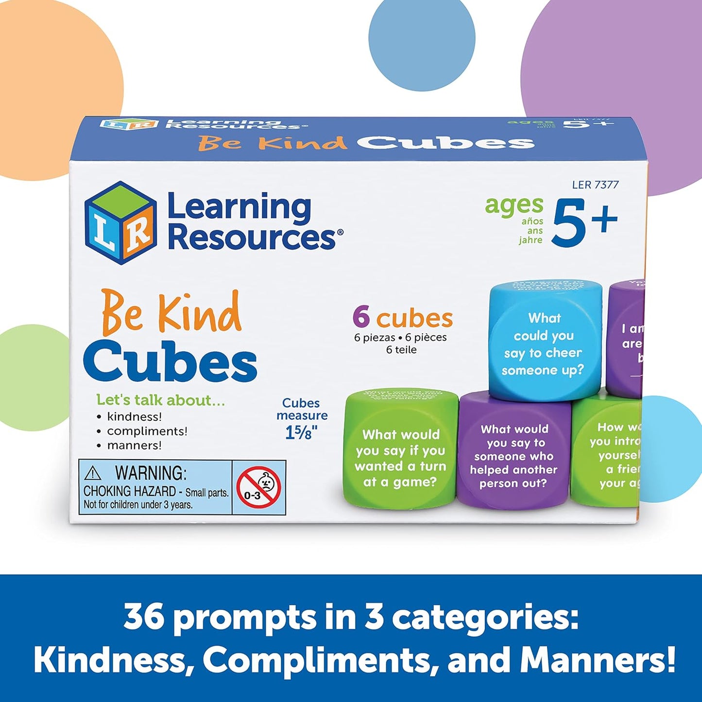 Learning Resources Conversation Cubes -Ages 6+, Foam Cubes for Social Emotional Learning, School Counselor Supplies, Speech Therapy Toys, Ice Breaker Cubes,Teacher Must Haves, 6 Pieces