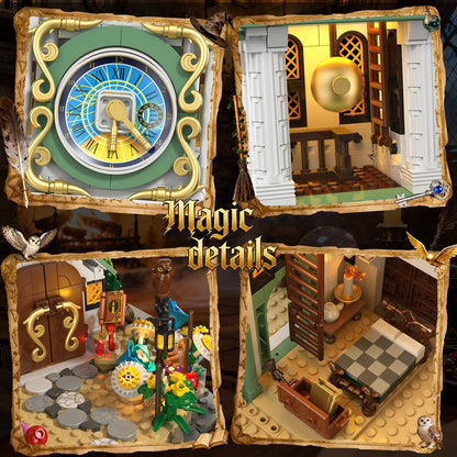 INSOON Magic Clock Tower Building Set with Light, 1566 PCS Big Medieval Castle House Construction Model with Owl & Garden, Home Decor Building Block Kit, Gift for Mothers Adults Teens Boys Girls 12+