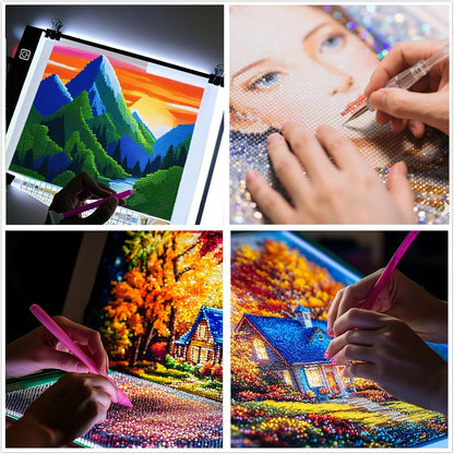 A3 LED Light Pad for Diamond Art, Sketching, Painting - Adjustable Brightness, Sketching, Tracing - USB Powered Complete Art Light Board Kit with Pad Stands and Clips