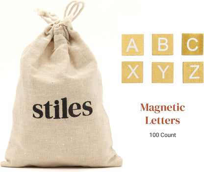 Stiles 100 Piece Wooden Magnetic Letter Tiles - Grey