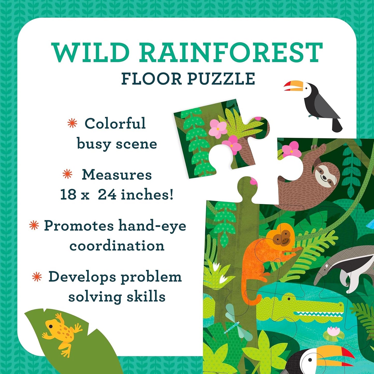Petit Collage Floor Puzzle, Our World, 24-Pieces – Large Puzzle for Kids, Completed Map Puzzle Measures 18” x 24” – Makes a Great Gift Idea for Ages 3+