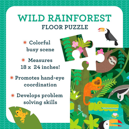 Petit Collage Floor Puzzle, Our World, 24-Pieces – Large Puzzle for Kids, Completed Map Puzzle Measures 18” x 24” – Makes a Great Gift Idea for Ages 3+