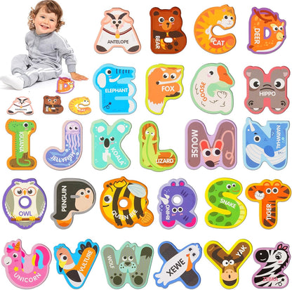 Magnetic Letters for Toddlers 1-3, 26PCS Cute Animal Alphabet Magnets Letters Learning Toys for Toddlers 1-3 Uppercase ABC Magnets for Refrigerator Best Gifts for Birthday Easter Basket Stuffers