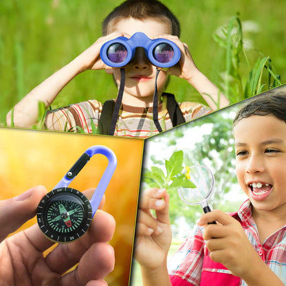 Binoculars for Kids – Perfect Toy for Little Boys and Girls – Extensive Set Incl. Magnifying Glass & Compass – Powerful Magnification 8X21 – 3 to 12 Year Old Kids for Toddler