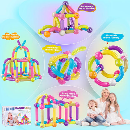 Contixo STEM Building Toys - 110 pcs Marble 3D Magnetic Run Tiles Learning Stacking Educational Building Blocks Set, Creativity Beyond Imagination, Inspirational, Recreational Toy for Kids