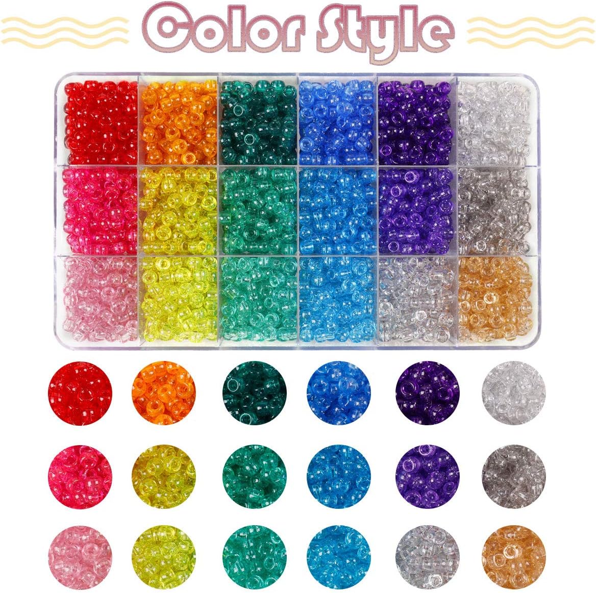 1720+pcs Pony Beads Kit 1830pcs 6 Style Letter Alphabet Beads Rainbow Plastic Pony Bead Bulk Multicolor Kandi Bead Elastic String DIY Crafts Jewelry Making Kit for Bracelets Necklaces