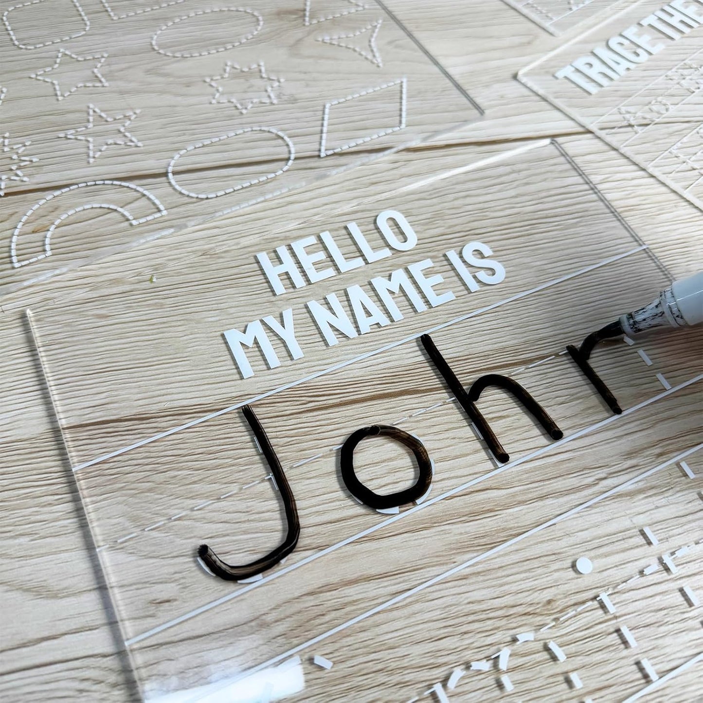 Personalized Name Writing Practice Cusotm Reusable Acrylic Name Tracing Board A4 Size Handwriting Practice for Preschool