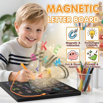 FINDMAG Magnetic Letter Board, Dual Sided ABC Education Board Writing Practice for Toddler, Erasable Educational Tool for Kids, Reusable Learning Toys, Back to School Supplies Road Trip Essentials