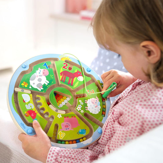 HABA Busy Board for Toddlers 2-4: Number Maze Magnetic Puzzle Game - Toddler Travel Toys for Preschoolers, STEM Toy Encourages Color Recognition, Fine Motor & Counting
