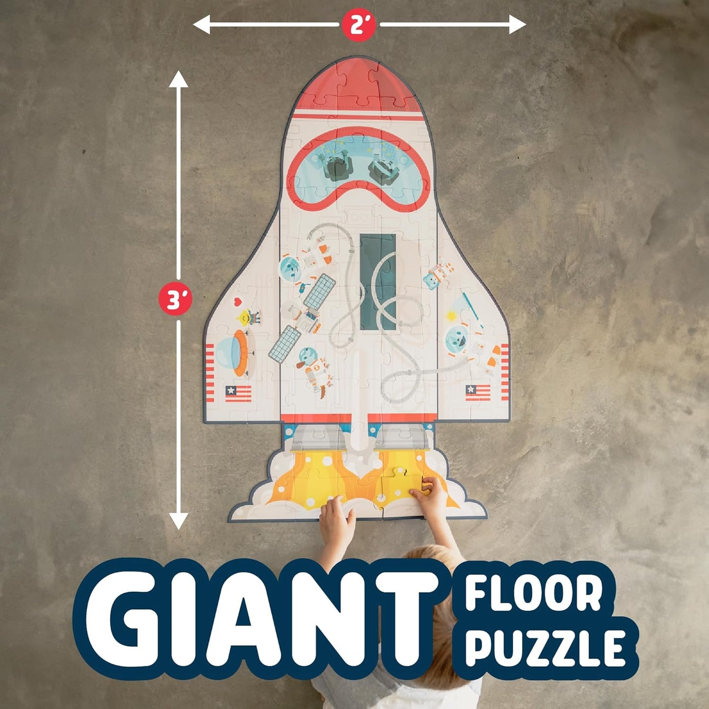 Chuckle & Roar Dinosaur Glow Floor Puzzle 50 Piece Kids Puzzle - Giant 2 x 3 Foot Glow in The Dark Preschool Puzzle - Large Pieces for Ages 4+ - Educational Dinosaur Puzzle for Screen Free Time