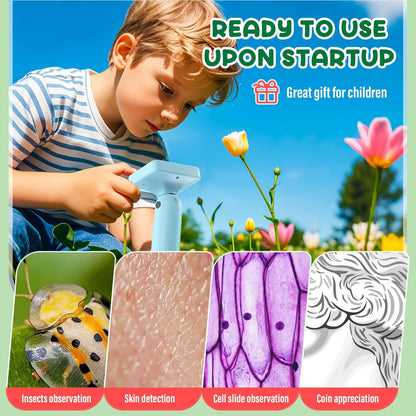 IMICHI Microscope for Kids 50X-1000X Magnification- 2 inch IPS HD Screen, 32GB storage Card, 1080P Video, 2-Hour Battery Life, Easy Carry, Slides Included - Perfect Science Kit Gift for Kids Ages 8-12