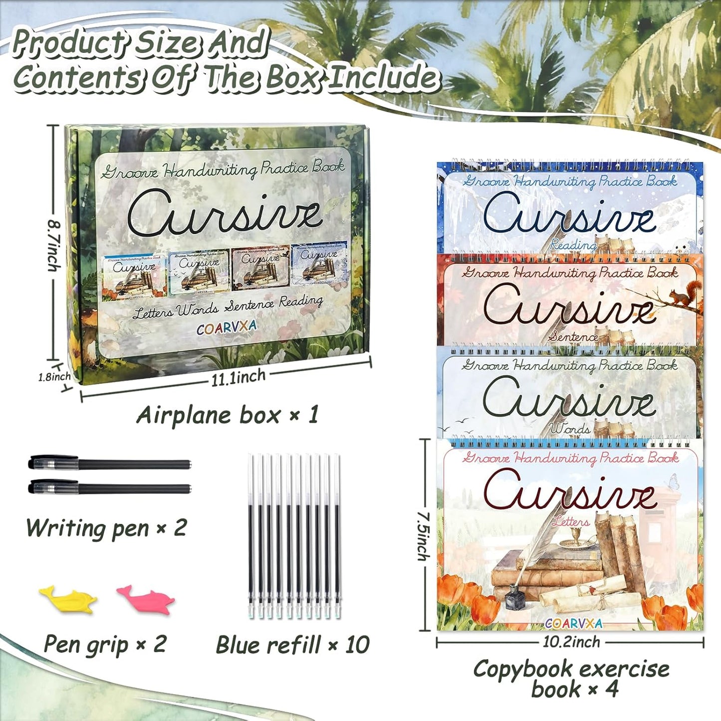 4 Pack Cursive Handwriting Workbook，Magic Grooved Writing Practice Books，Reusable Handwriting Practice Books，Cursive Kickoff Student Workbook for Kids Ages 5-12, Writing Without Tears