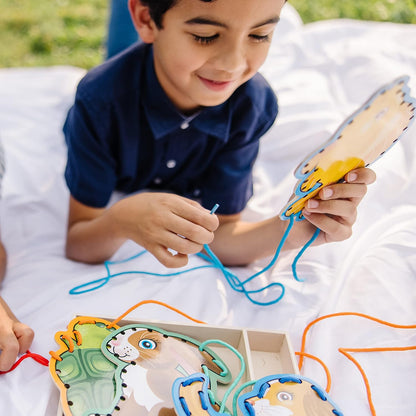 Melissa & Doug Lace and Trace Activity Set: 5 Wooden Panels and 5 Matching Laces - Farm