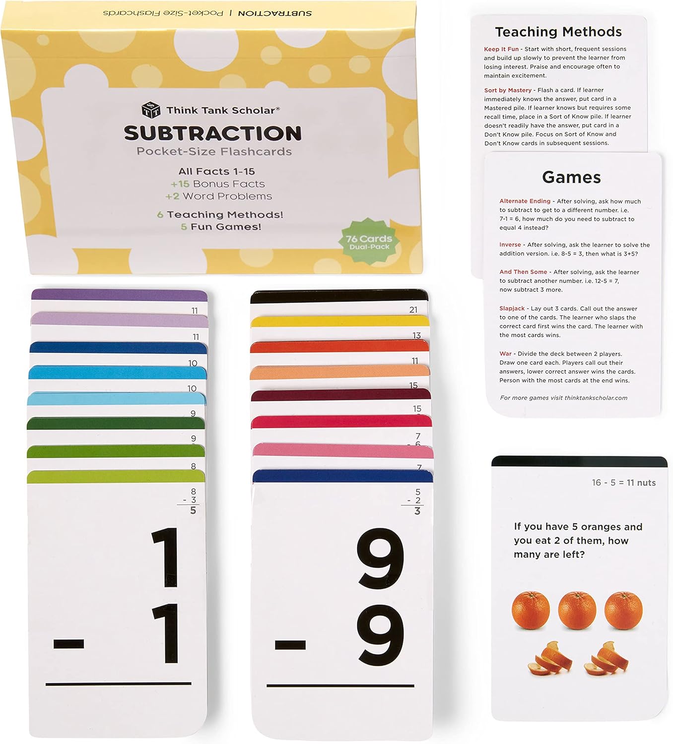 Think Tank Scholar Multiplication Flash Cards (150 Facts) Times Tables Flashcards - All Facts 1-12 for Kids in 3rd, 4th, 5th, 6th Grade - 6 Math Games & Teaching Methods for Classroom/Homeschool