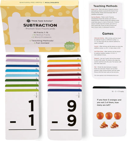 Think Tank Scholar Multiplication Flash Cards (150 Facts) Times Tables Flashcards - All Facts 1-12 for Kids in 3rd, 4th, 5th, 6th Grade - 6 Math Games & Teaching Methods for Classroom/Homeschool