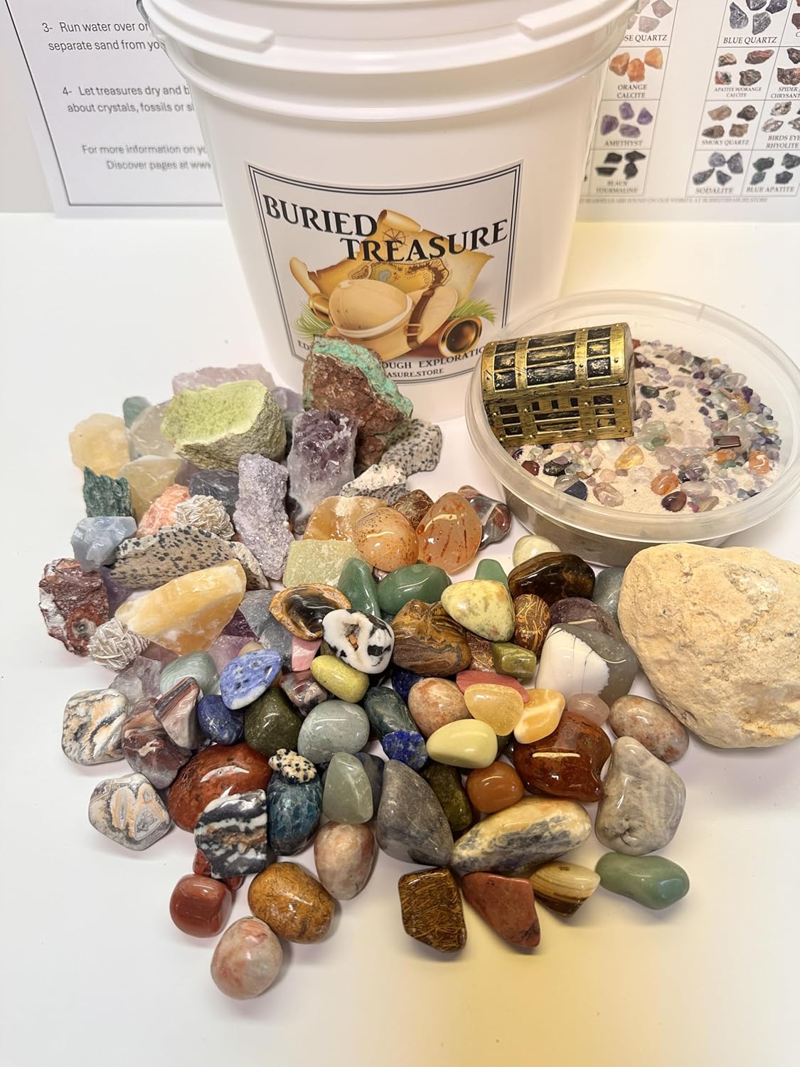 Gallon Raw and Tumbled Gemstone Crystal Mining Bucket/Kids and Adults/Geology/Unique Gifts/Educational/Crackable Geode