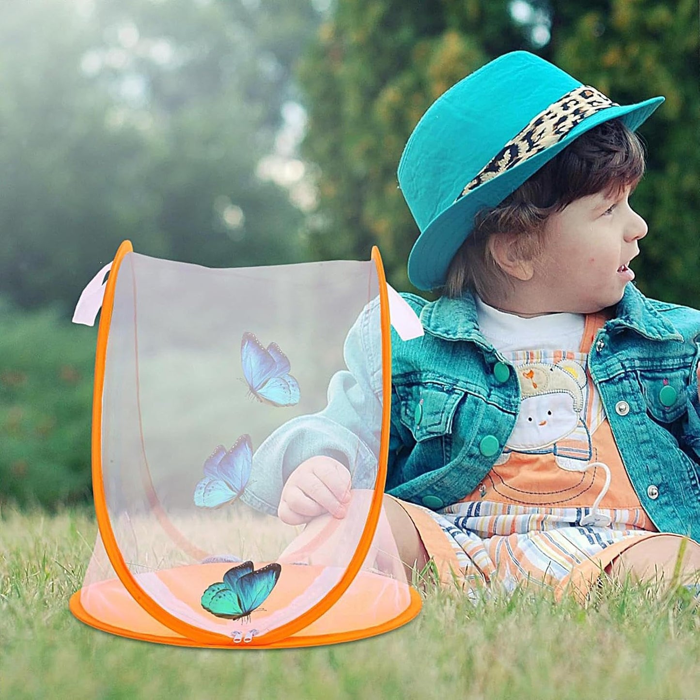 Kids Butterfly Cage - Lightweight Animal Feeder | 33x37cm Zipper Small Butterfly Net Cage, Catching Animal Feeder Educational Toys Growing Breeding House with Zipper for Children Boys Girls
