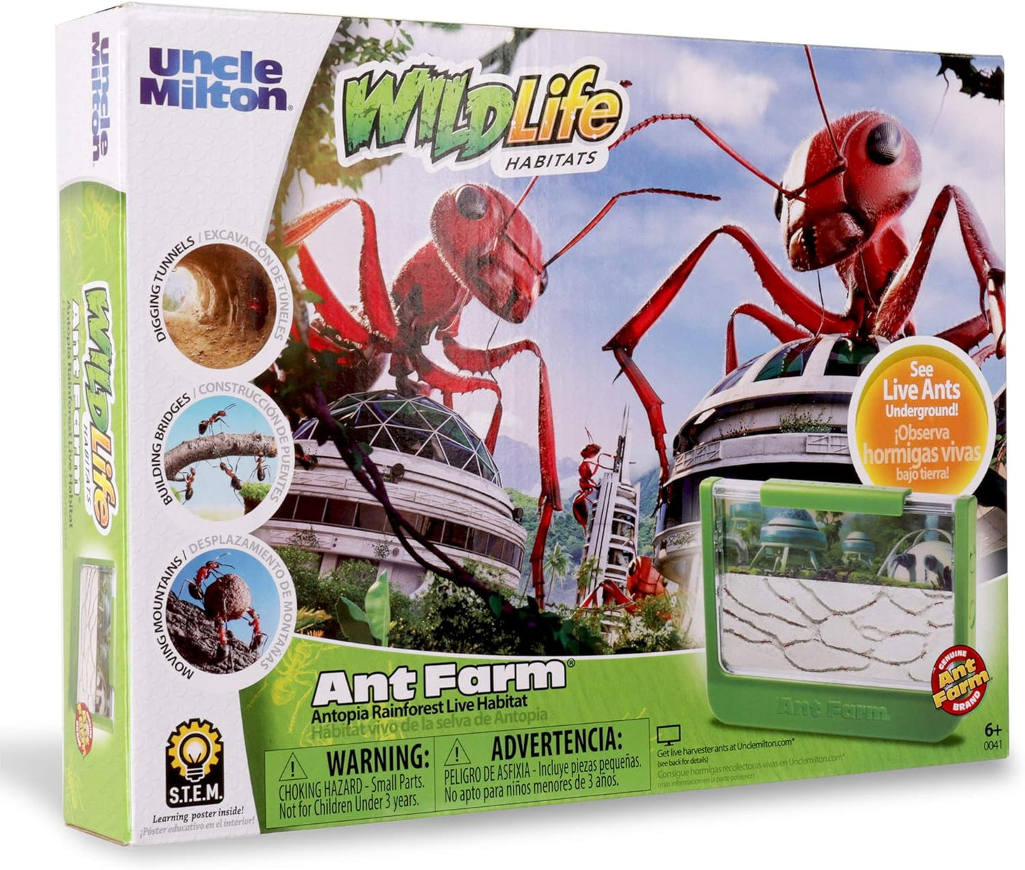 Uncle Milton Ant Farm Antopia Rainforest Ant Habitat - Observe Live Ants - STEM -Nature Learning Toy Green For 6 - 15 years