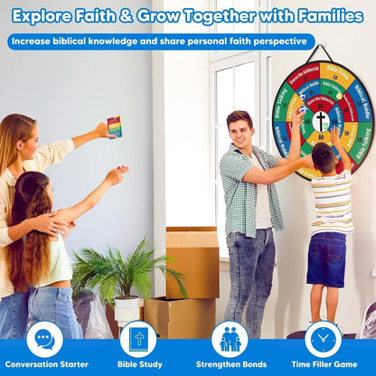 Garybank Faith Darts Bible Trivia Games for Kids Adult Family, 66 Flash Cards W/ 260+ Questions, Christian Bible Study Supplies for Youth Group, Teens, Disciples, Church, Kids Birthday Gifts