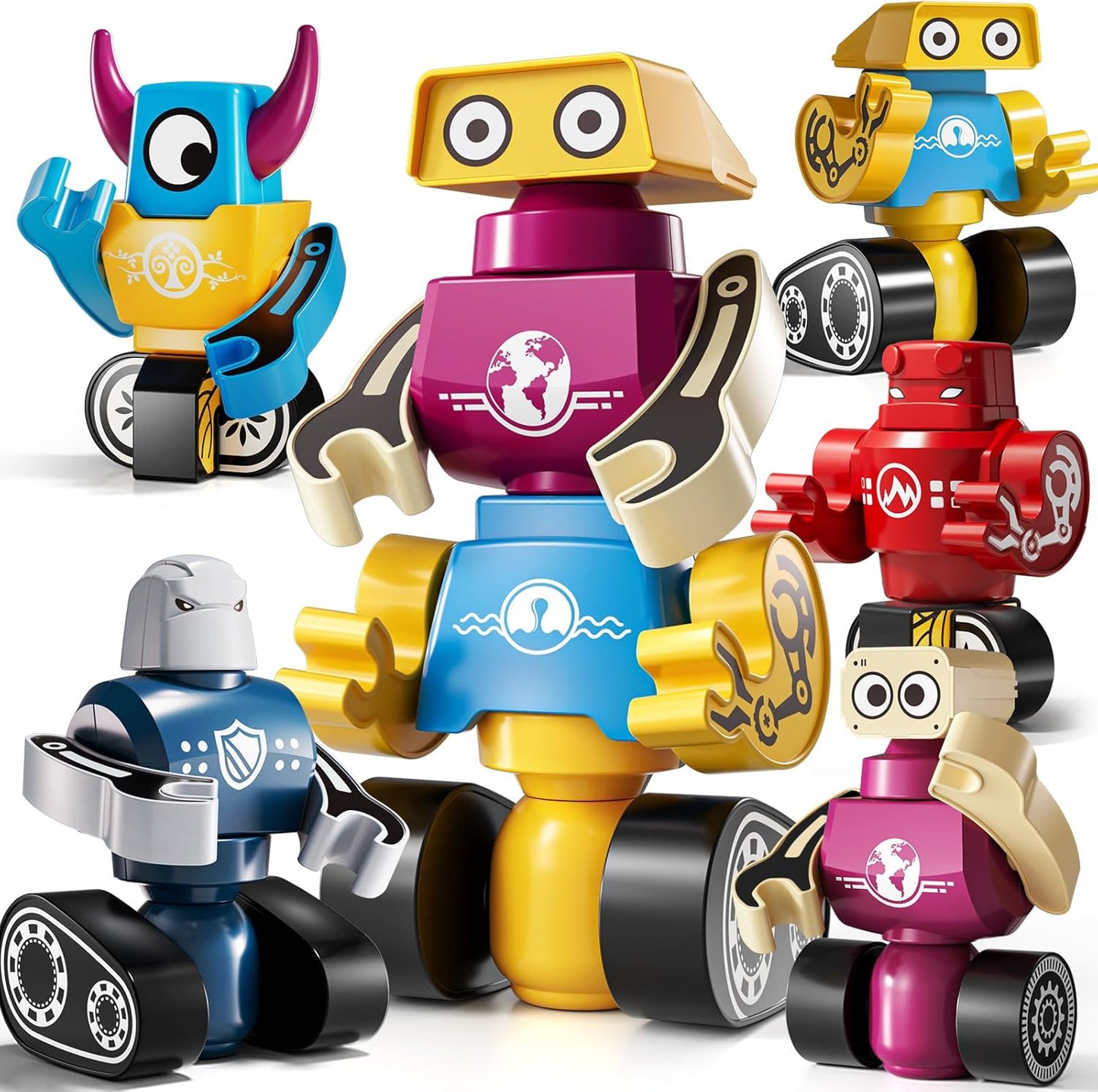 Magnets Robot Building Toys for Kids Ages 3-5 4-8 - 106 PCS Monsters Toys Robot Stacking Building Blocks Set with Storage Box, Creative Learning Christmas and Birthday Gifts for Boys Girls 2-4