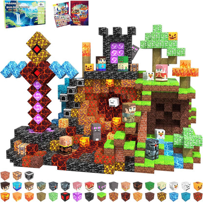 Magnetic Blocks Toys for Kids, 100 PCS Building Blocks Cubes, Stacking Magnetic Tiles Toys for Kids Toddlers Boys Girls Ages 3 4 5 6 7 8-12 Birthday Gifts Party Supplies (Underworld)