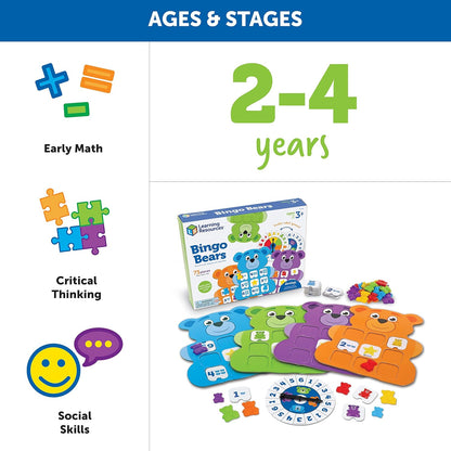 Learning Resources Bingo Bears - Custom Bingo Game for Kids, Matching Games for Toddlers 3-5, Toddler Board Games, Practice Counting and Color Recognition, Preschool and Kindergarten Classroom Toys