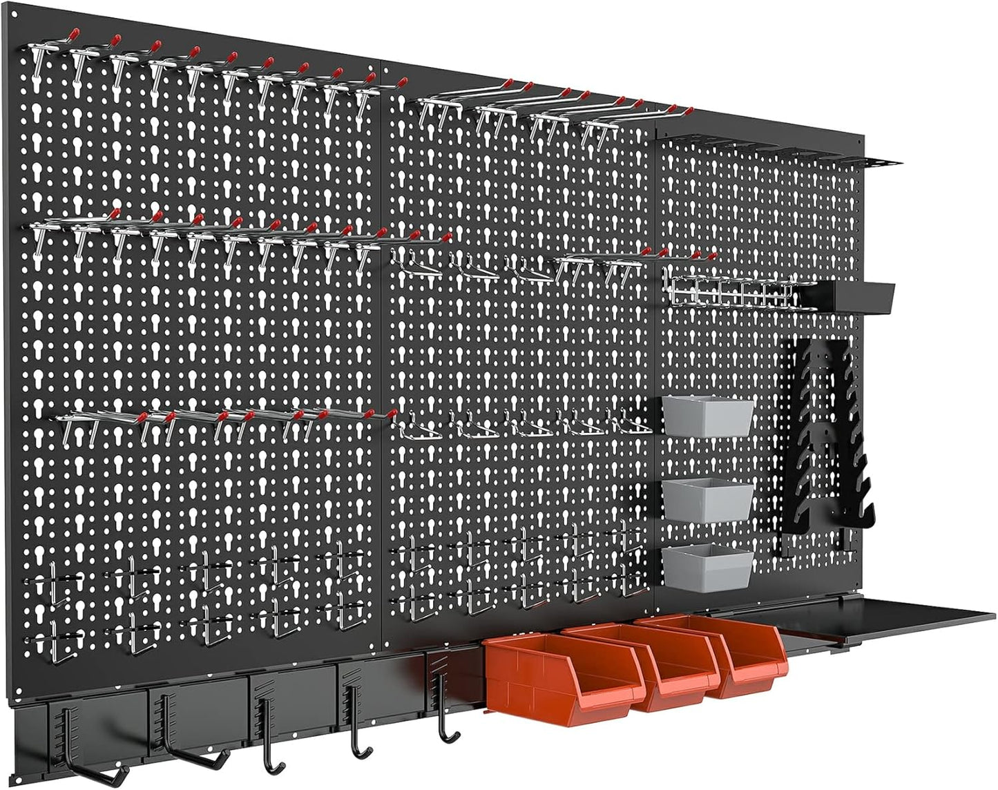 TORACK 109 PCS Pegboard Wall Organizer 4 ft. Garage Metal Pegboard Utility Tool Storage Kit w/Toolboard Hooks & Pegboard Hooks Accessories, Wall Mounted Storage Bins & Shelf