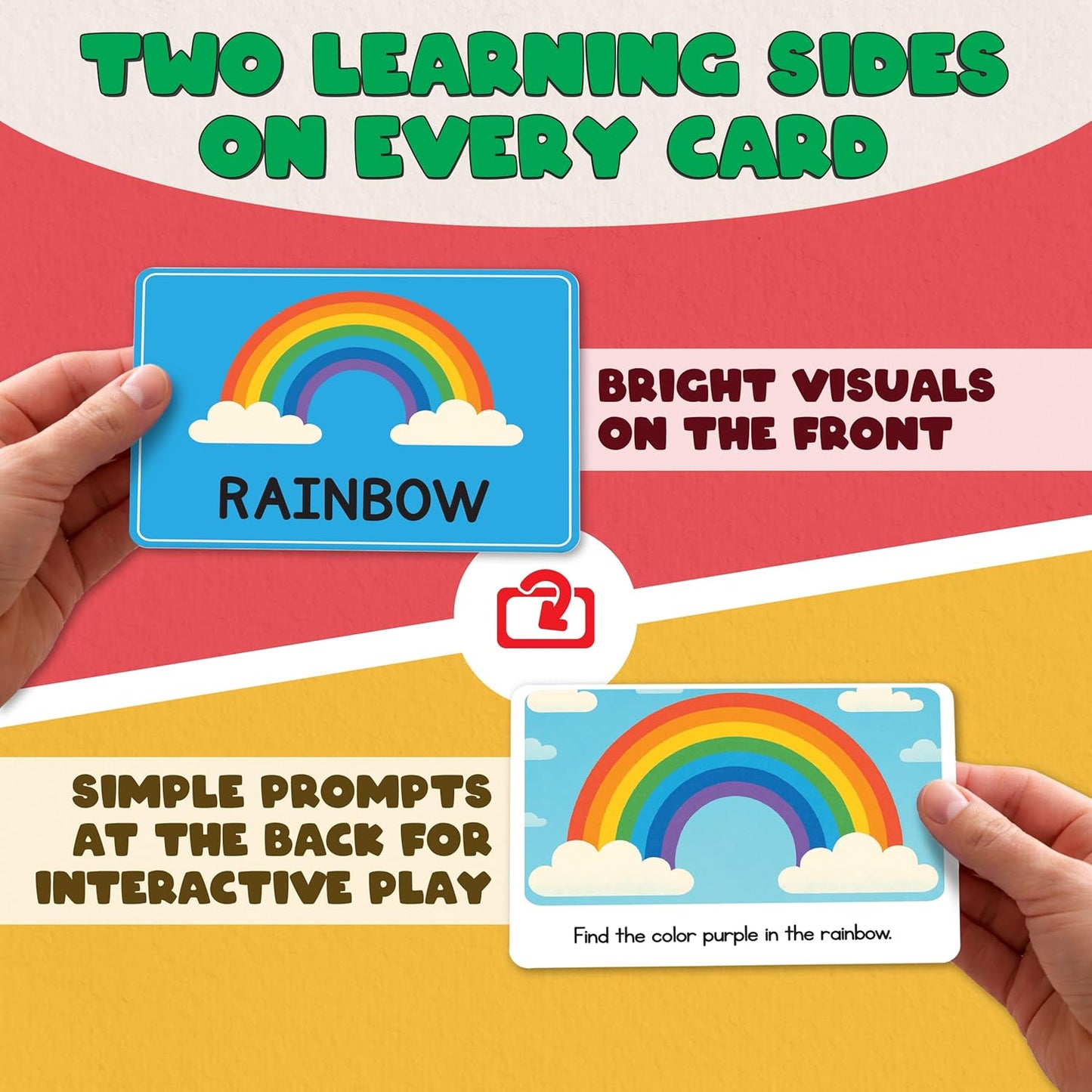 Toddler Flash Cards - 50 Big Font, 500 GSM Wipe-Clean Learning Flash Cards for Toddlers 1-3 & Ages 3-5 - Numbers, Colors, Find-the-Difference & Fun Questions - Preschool Educational Gift
