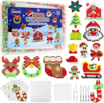 Homgaty 10MM Fuse Beads Kit,1000 PCS XL Iron Melting Beads for Christmas Patterns and Ironing Paper, DIY Art Craft Iron Bead,Crafts Set for Adult