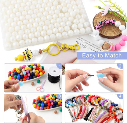 65Pcs 19mm Silicone Beads for Keychain Making Bracelet Necklace, Bulk Round Silicone Beads for Pens（Christmas Green） - Colors B
