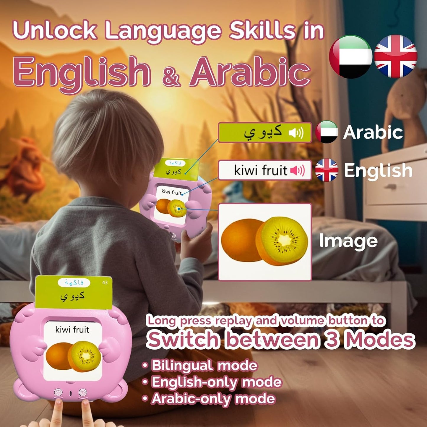 English Flash Cards Bilingual - Japanese Talking Flash Cards for Kids, Pocket Speech for Toddlers 3-12, 510 Sight Words of 31 Varieties, Sensory Toys Children with Autism (Japanese, Blue)