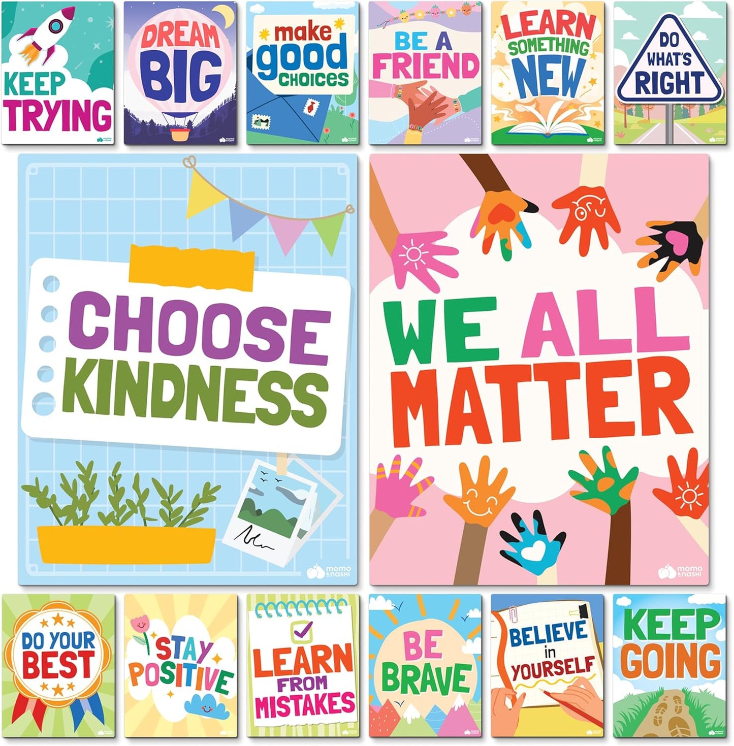 Momo & Nashi United States Map For Kids & World Maps For Kids 2pc Set - 24” x 16” Waterproof Classroom Posters - Childs World Map - Teacher Classroom Must Haves - Homeschool Teacher School Supplies