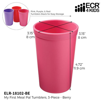 ECR4Kids My First Meal Pal Drinking Cups, Kids Plastic Tableware, Stackable And Dishwasher Safe, Stackable Tumblers For Baby, Toddler And Child Feeding, 3-Pack - Tropical